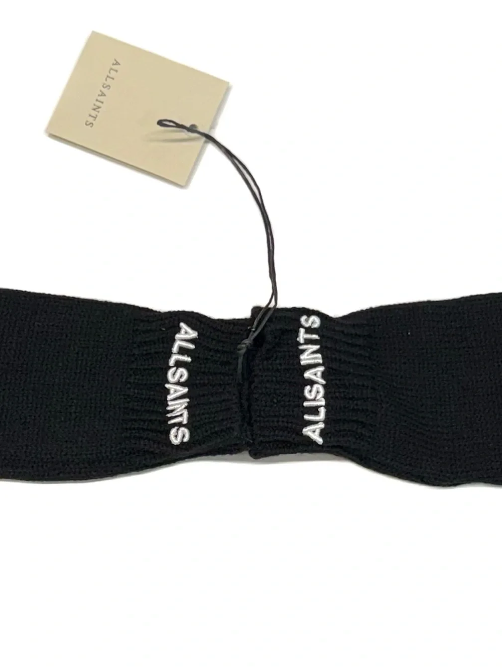 All Saints Black Knit Logo Gloves NWT